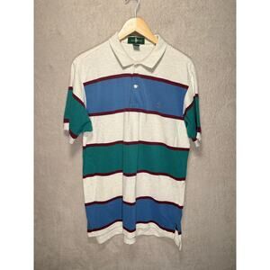 Vintage Hunt Club 100% Cotton Striped Polo Shirt Mens Size Large‎
